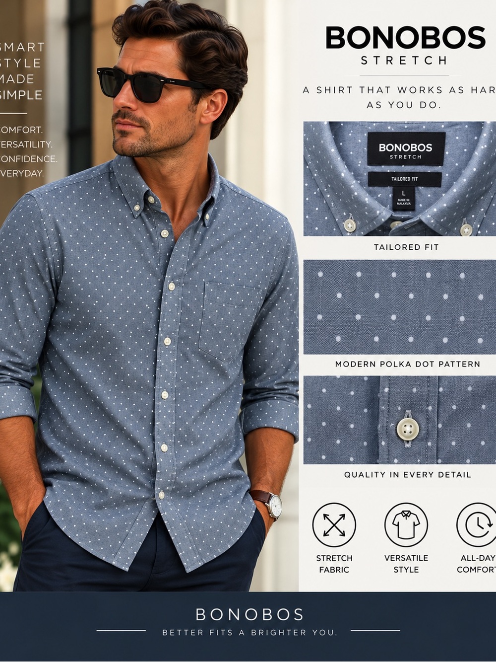 Bonobos Blue Polka Dot Button-Down Shirt